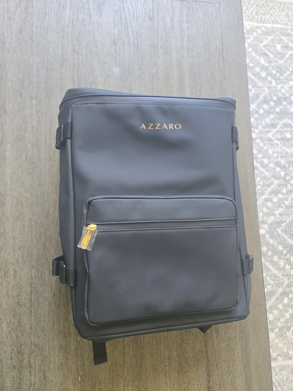 Azzaro Black Travel Backpack with Gold Hardware